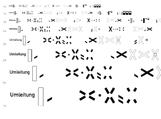 Zeichen font waterfall